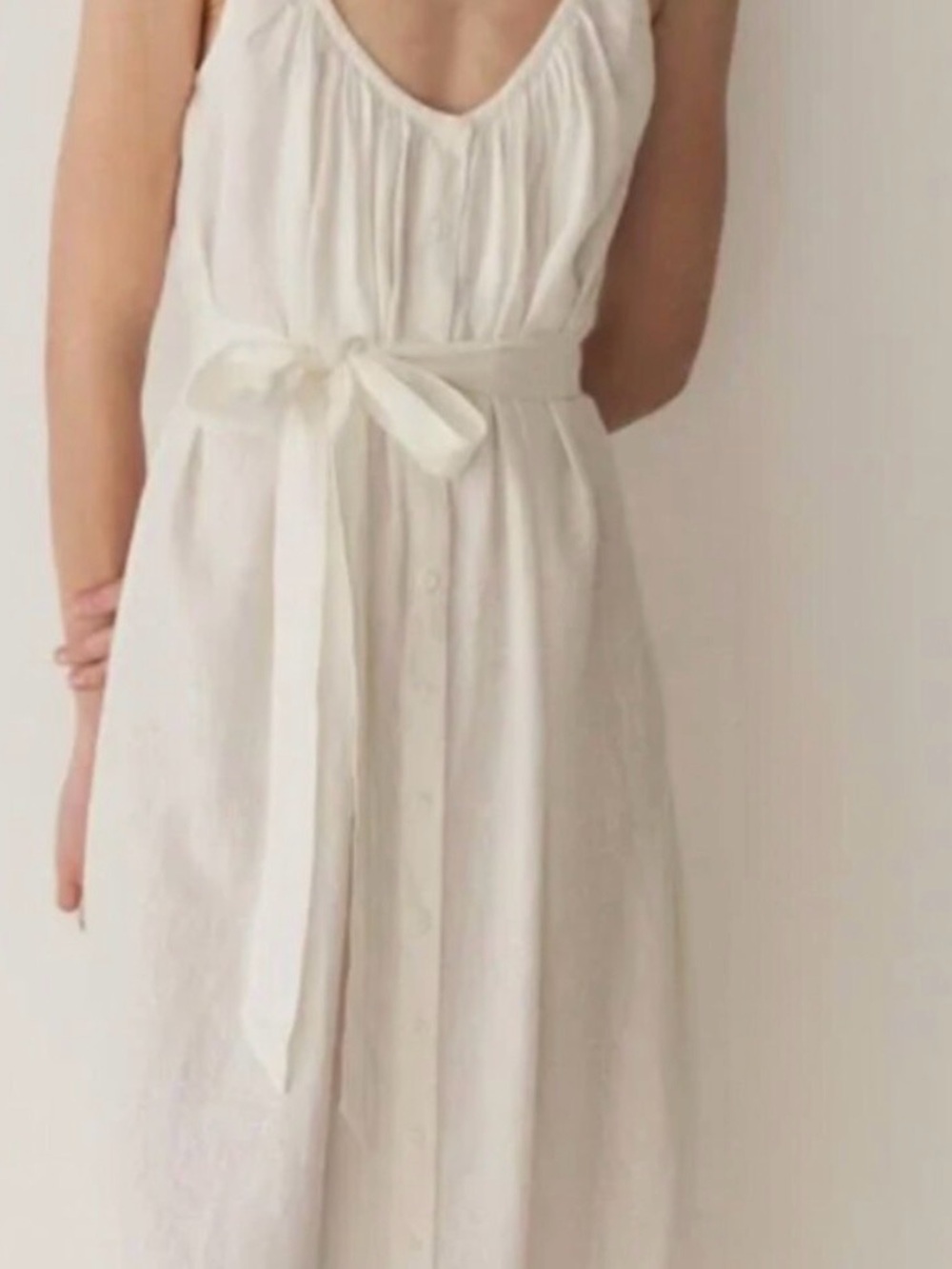 Doen white linen nevita button dress small - Picture 3 of 8